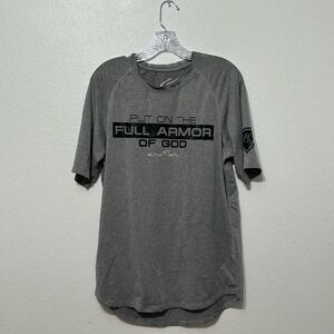 Active Faith Put On The Full Armor Of God Graphic Gray Athletic T Shirt Men's M